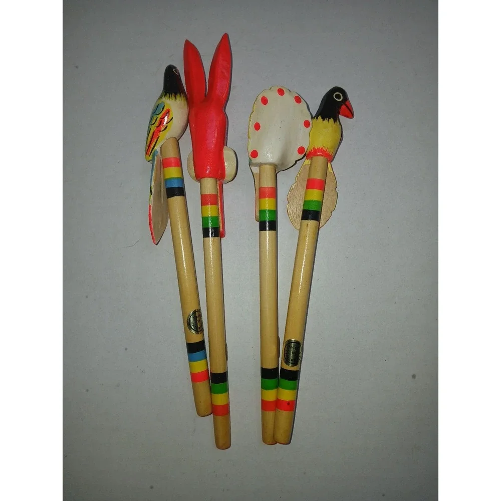 Vintage Wooden Bright Animal‎ Writing Pen Lot